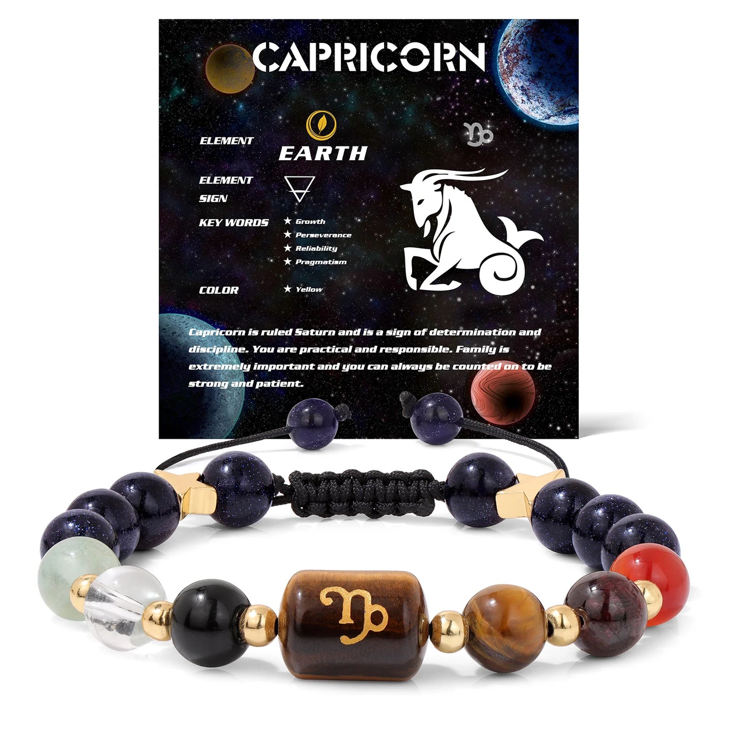 Personalized 12 Zodiac Natural Stone Crystal Beads Bracelet