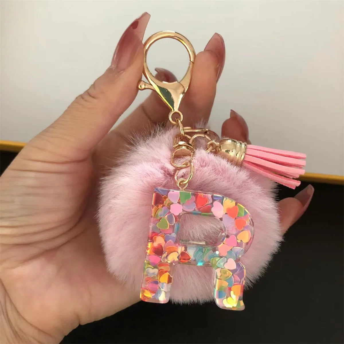 Pretty Pink Initials Alphabet Keychain Pendant