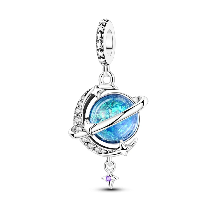 Empress Blue Platinum Pendant Charms Beads