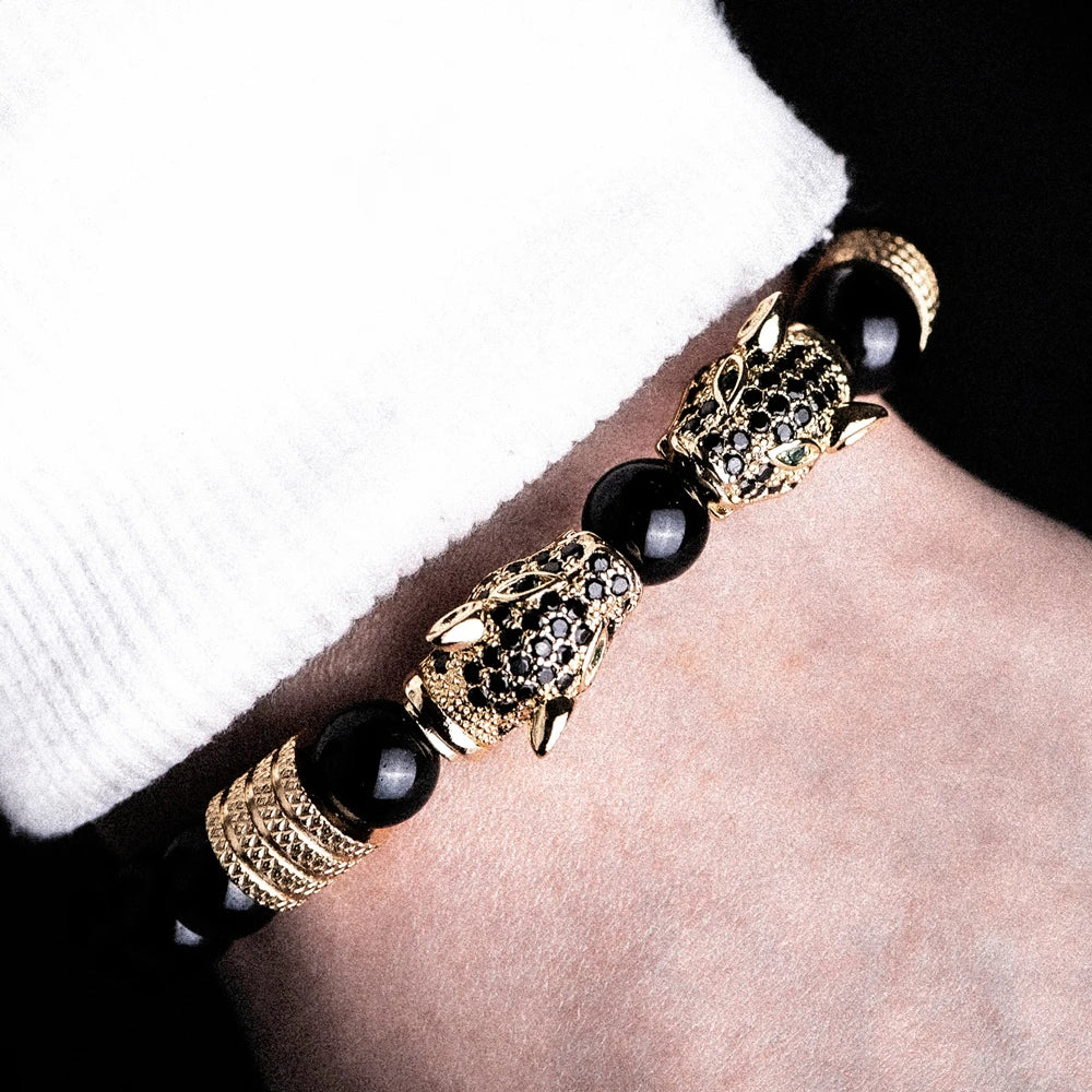 Luxury Double Leopard Head Healing Lucky Tiger's Eye Bracelets