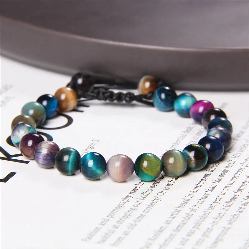 Cool Royal 5 Star Natural Stone Tiger Eye Beaded Bracelets