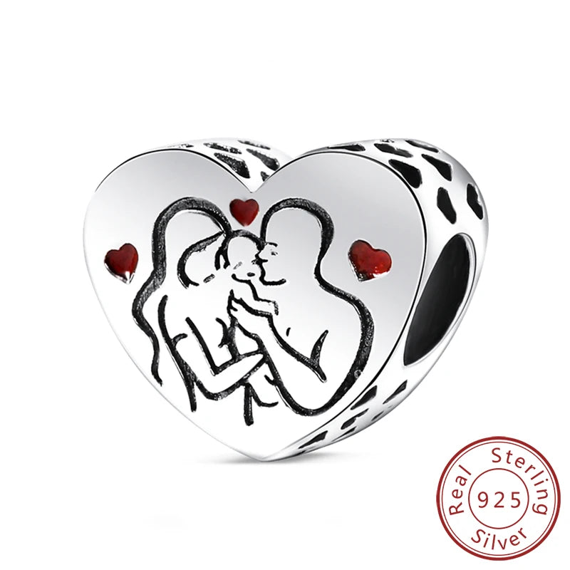 Gorgeous Heart Beat Family Charm Pendants