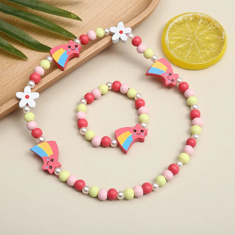 Cute Cartoon Pattern Necklace Bracelet Sets