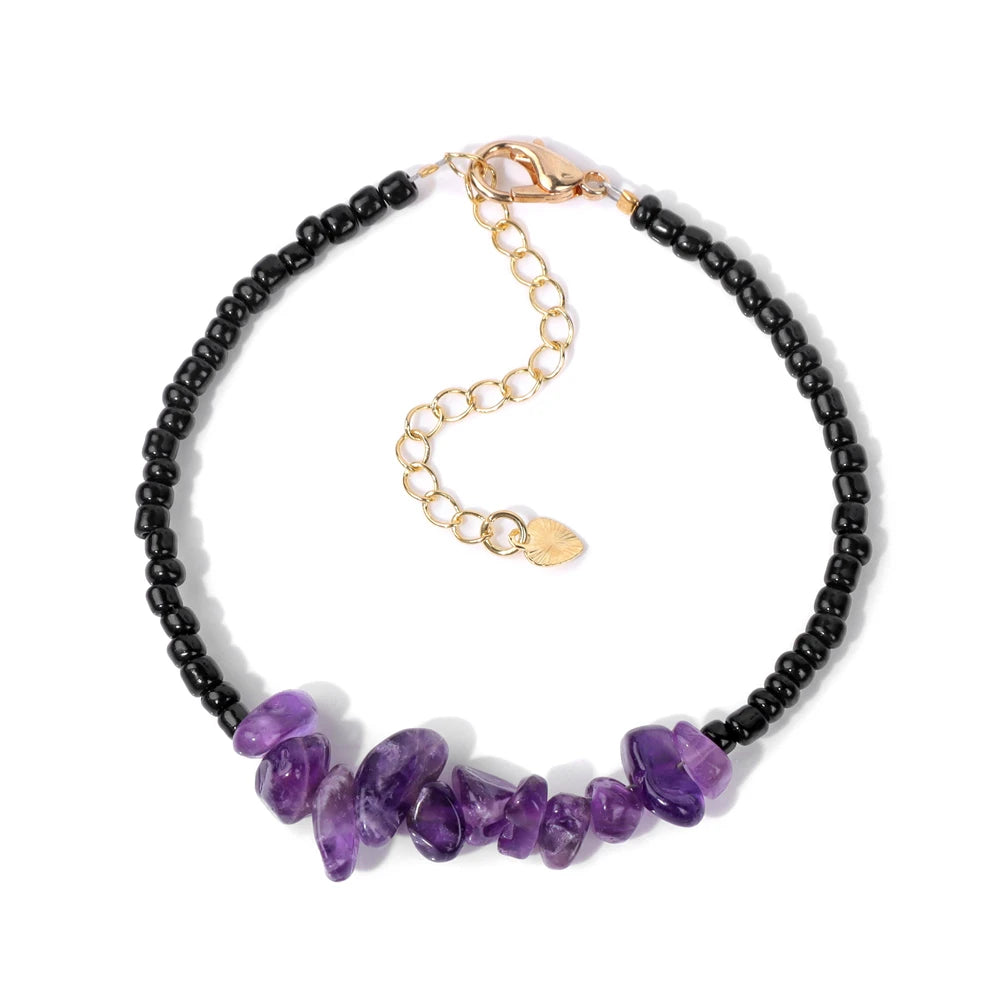 Natural Amethysts Charm Bracelet Series