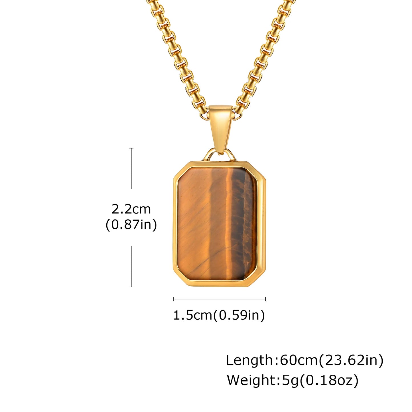 Natural Stone Protection Pendant Square Necklaces