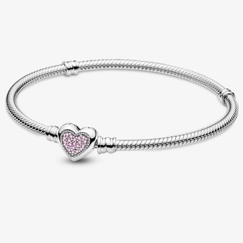 Sweet Love Heart Charm Platinum Bracelet