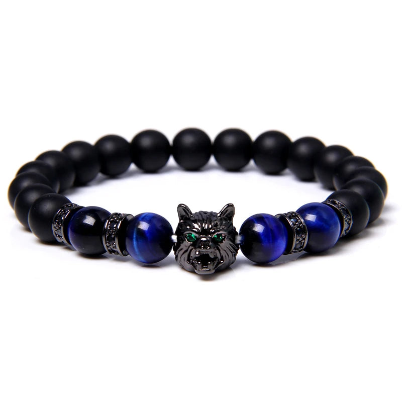 Alpha Wolf Head Charm Protection Diffuser Bracelet