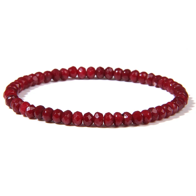 Colorful Faceted Natural Gem Stone Bead Bracelet