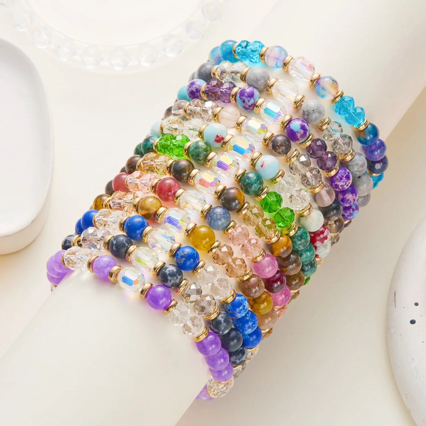 Gorgeous Glass 12 Zodiac Crystal Beaded Bracelet
