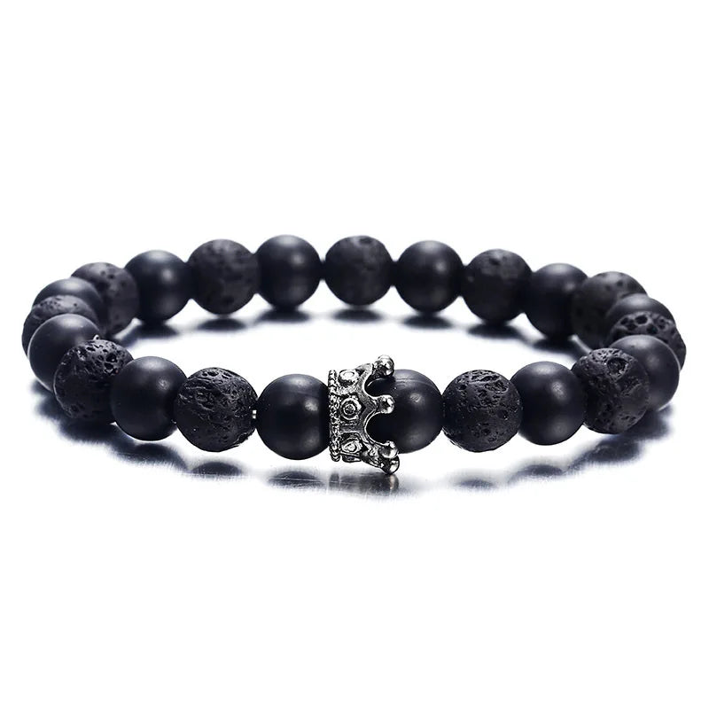Volcanic Stone Black White Natural Lava Stone Bracelets