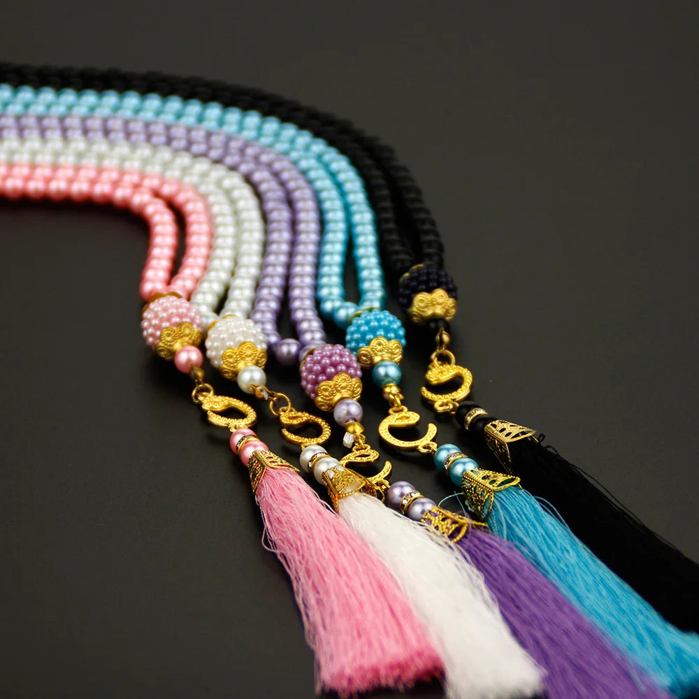 Glass Pearl Rosary 99 Bead Charm Bracelets