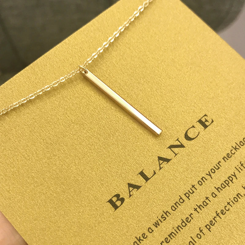 Sophistication Copper Bar Strip Charm Pendant Necklaces