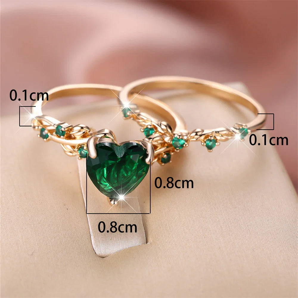 Royal Stone Heart Ring Sets