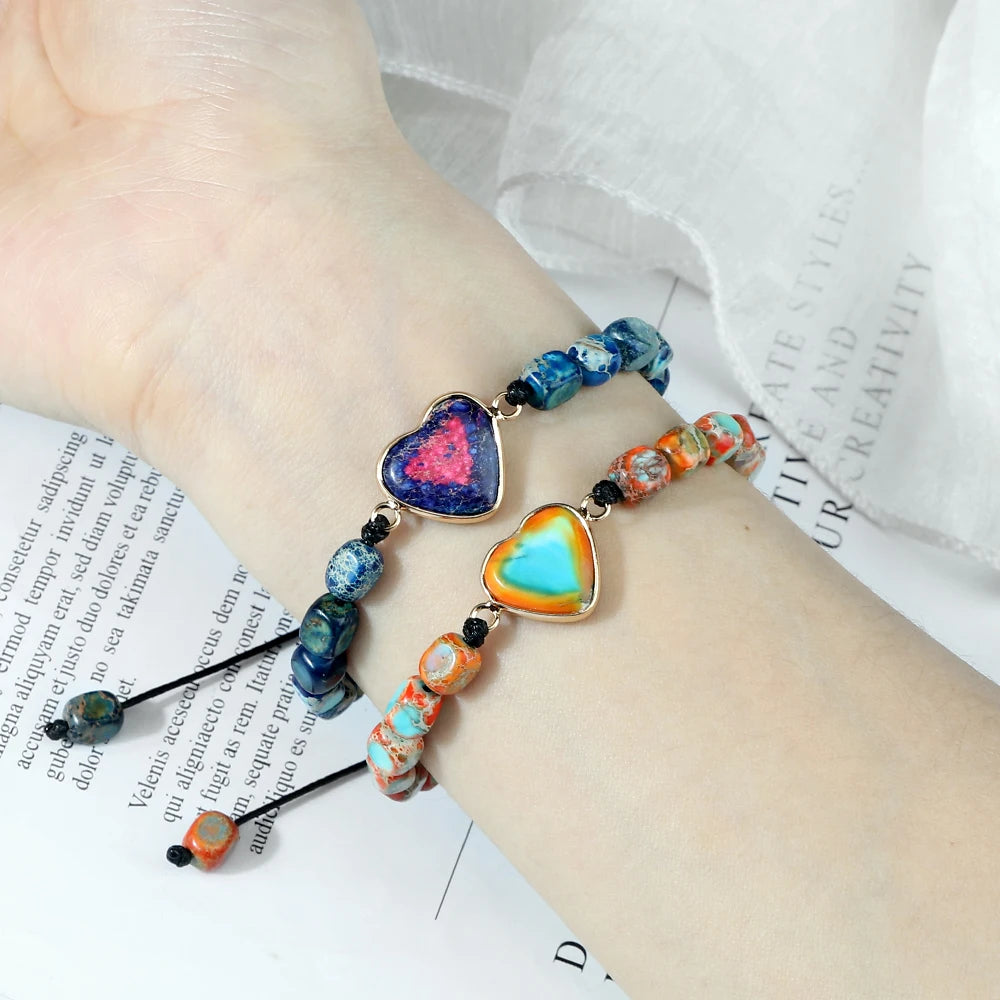 Beautiful Heart-shaped Charm Stone Bracelets