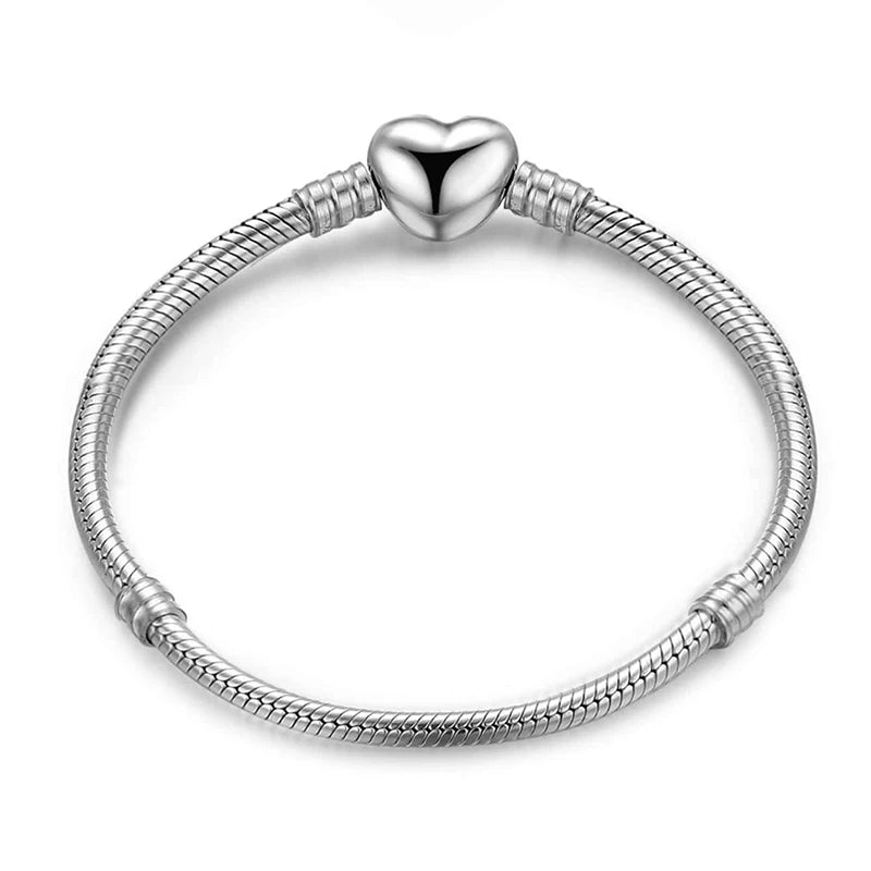Sweet Love Heart Charm Platinum Bracelet