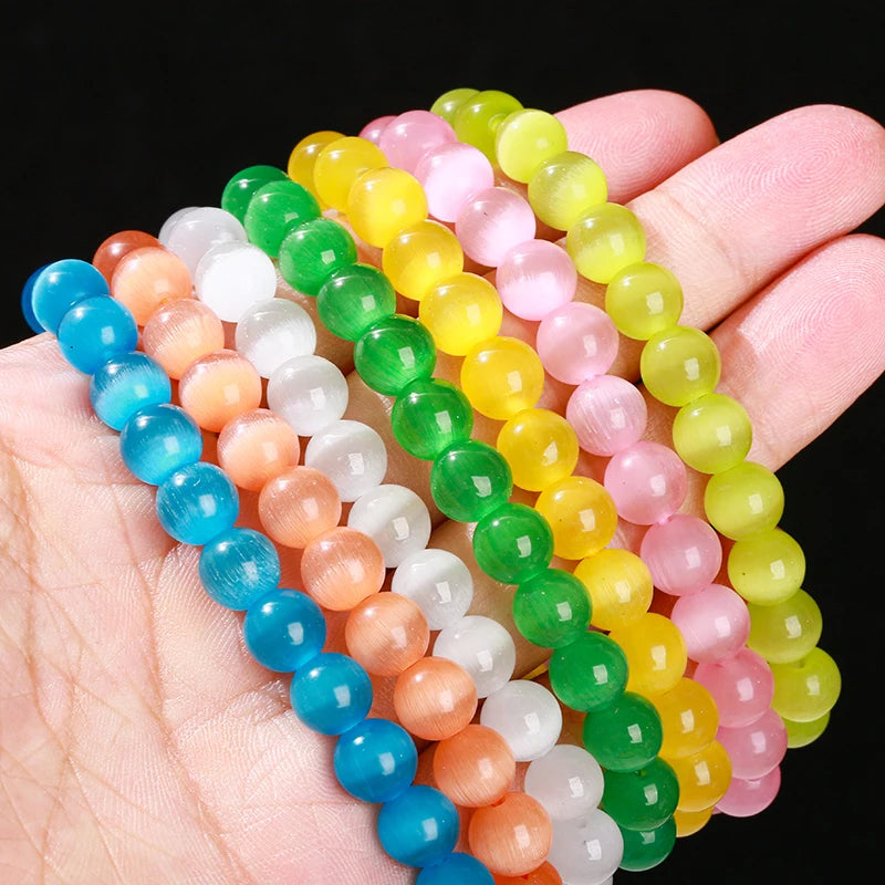 Candied Color Series Natural Cat Eyes Stone Bead Bracelets