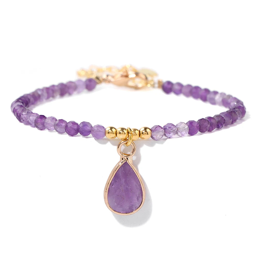 Natural Amethysts Charm Bracelet Series