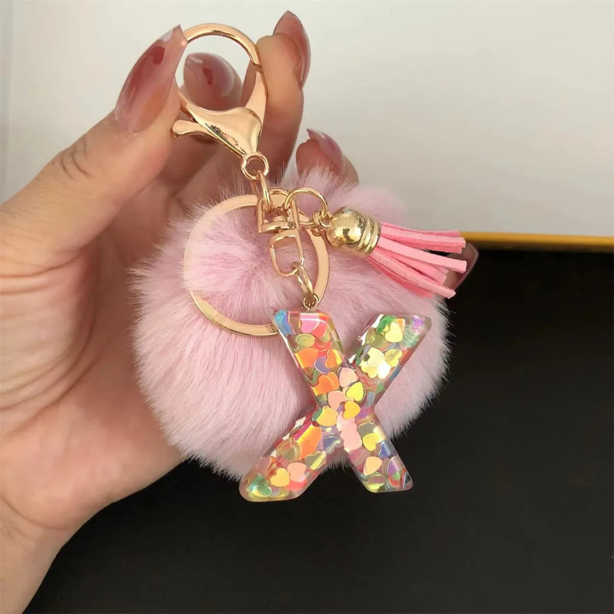 Pretty Pink Initials Alphabet Keychain Pendant