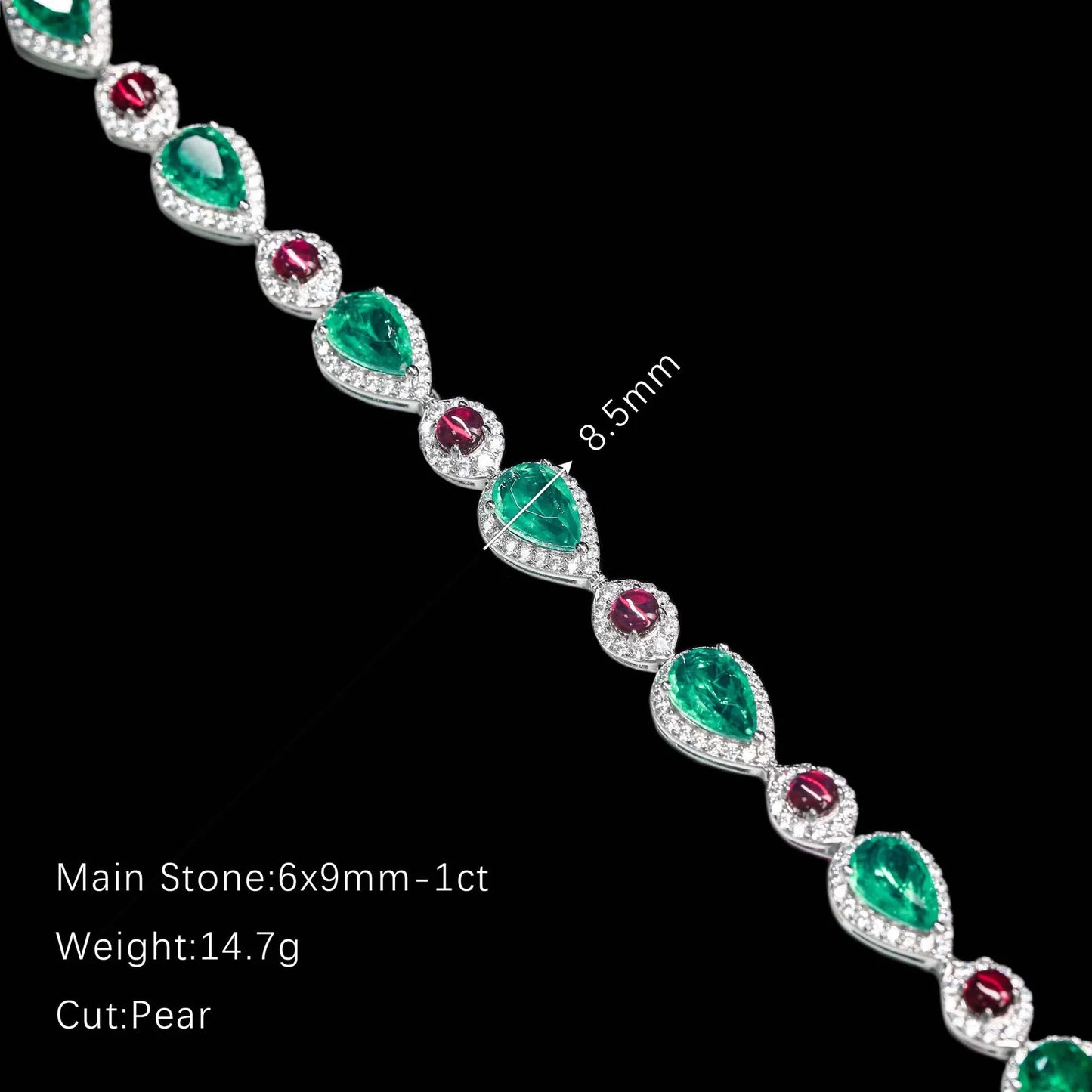 Royal Opulence Pear Sapphire Emerald Ruby Diamond Gemstone Bracelet