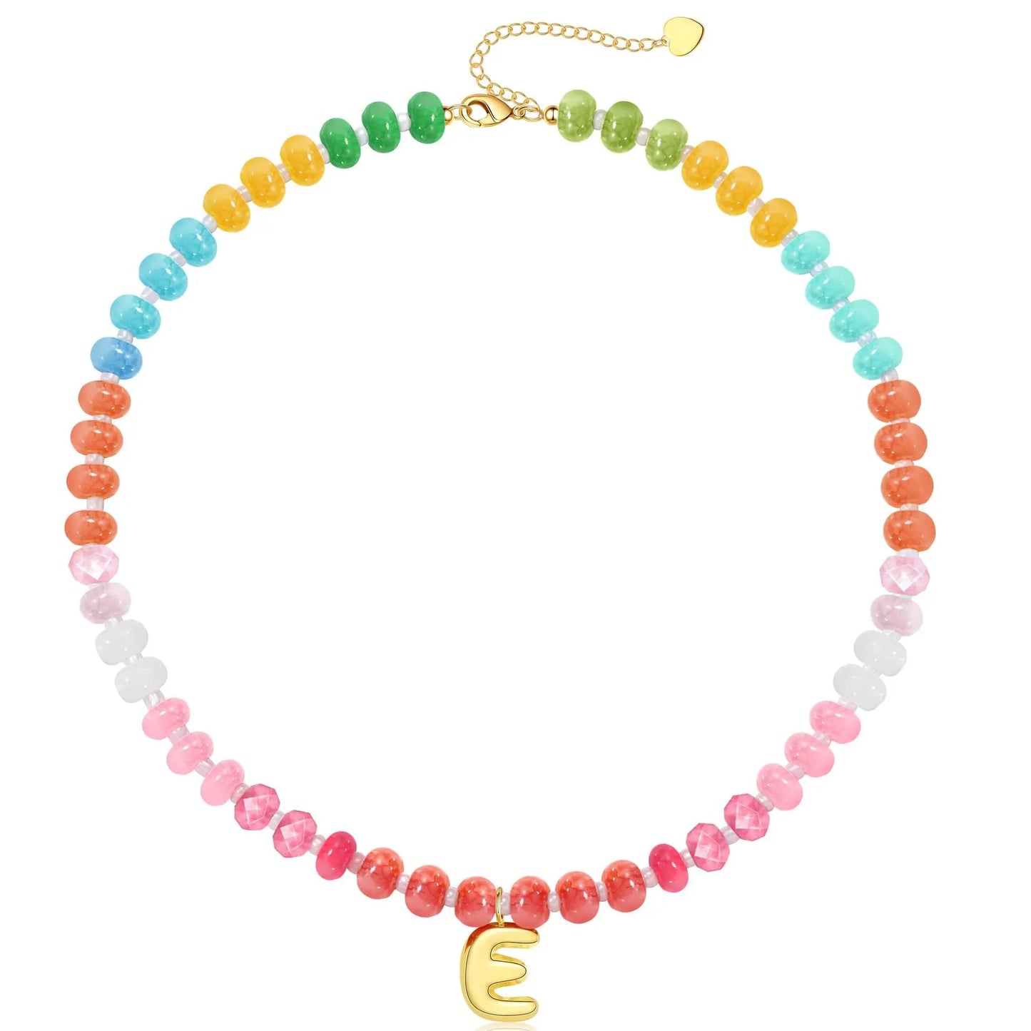 Passion Fruit Colorful Initial Natural Stone Necklaces