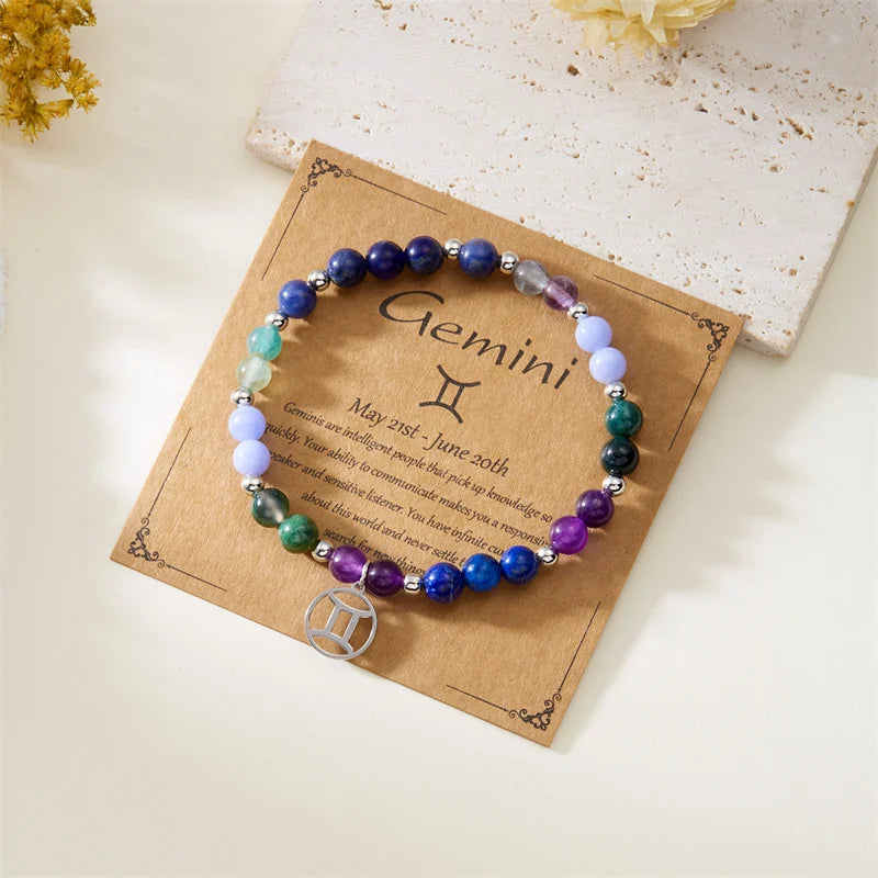Colorful 12 Constellation Natural Stone Beaded Bracelets