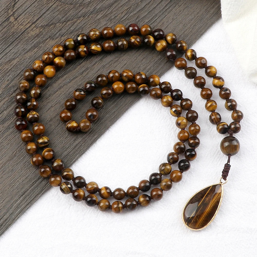 Tiger Eye Stone Pendant Necklace
