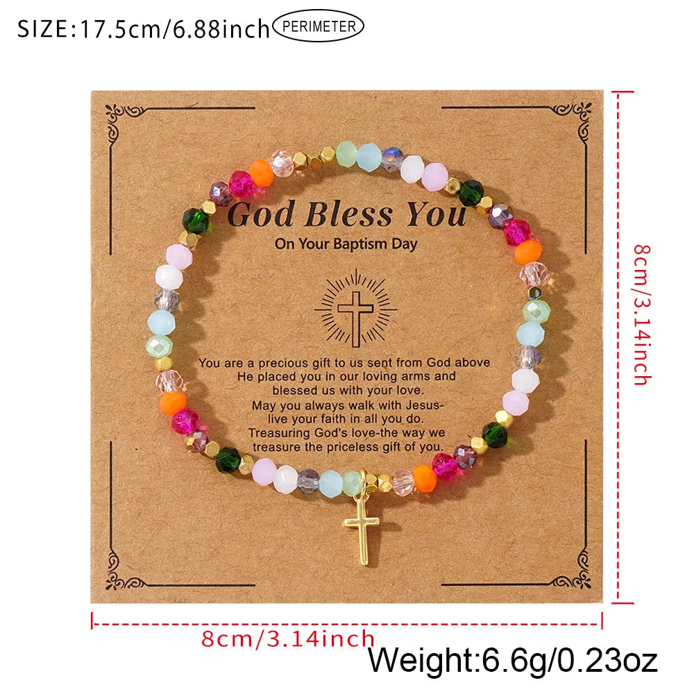 Gorgeous 18k Gold Cross Crystal Beads Bracelet