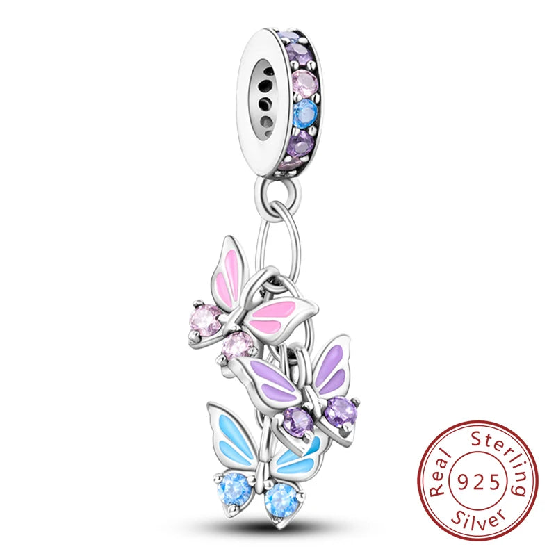 Splash Pink & Silver Pendant Charms