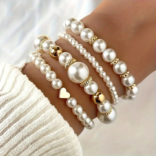 Beautiful and Versatile Pearl Love Bracelet Set