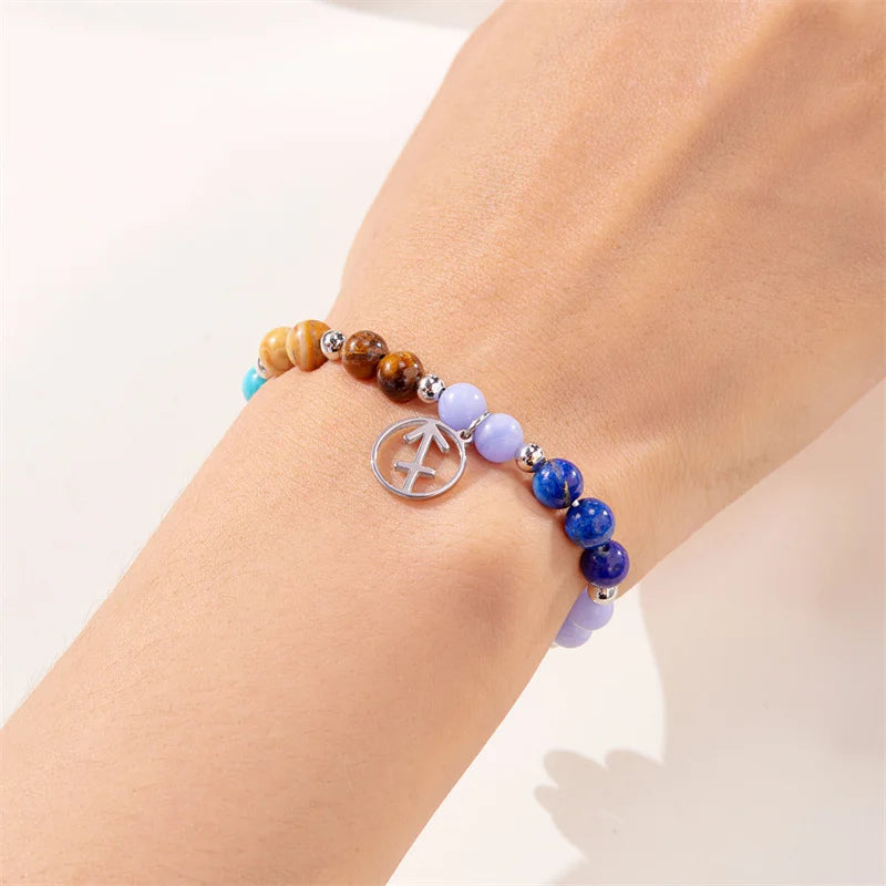 Colorful 12 Constellation Natural Stone Beaded Bracelets