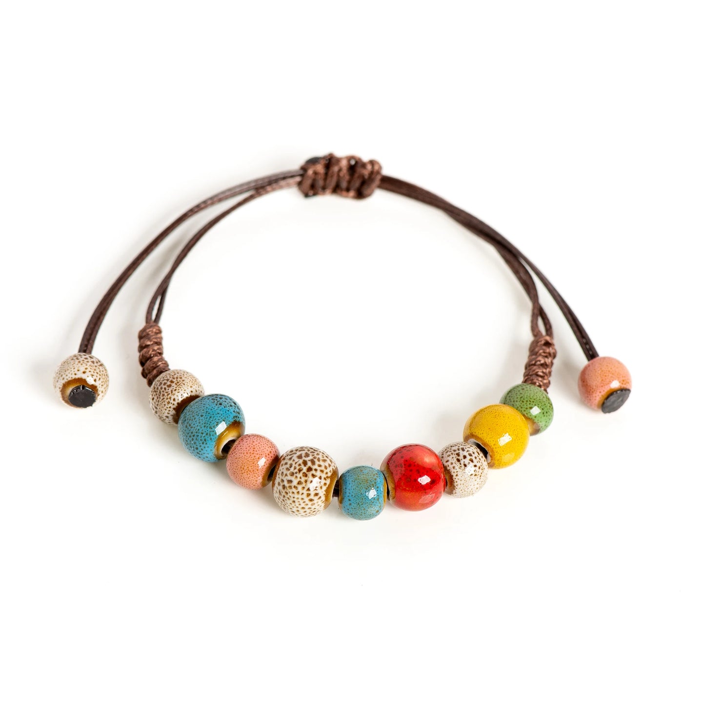 Beautiful Bohemian Spotted Ceramic Bead Bracelet