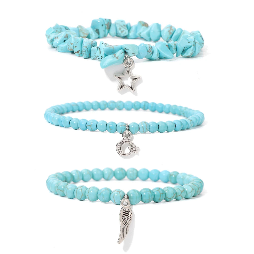 New Blue Turquoises Stone Charm Series Bracelets
