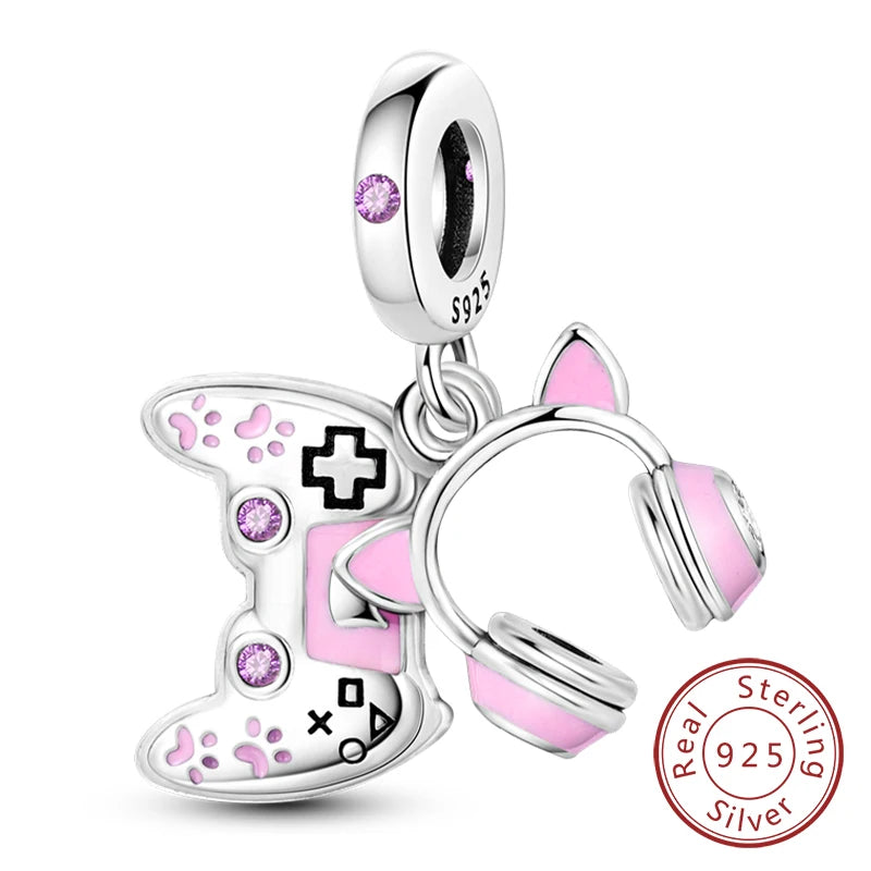 Splash Pink & Silver Pendant Charms