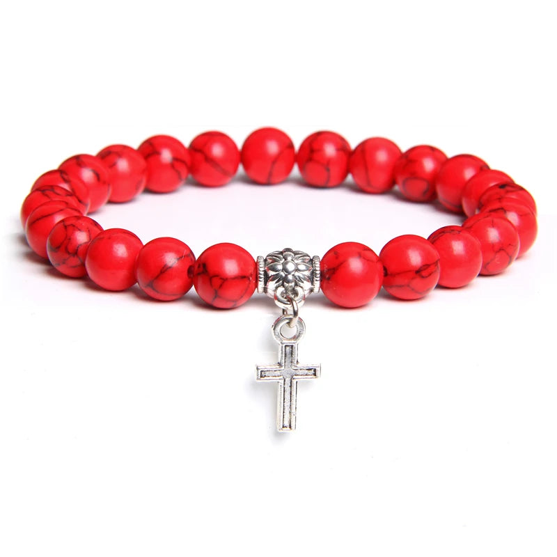 Cross Protection Pendant Bracelet Natural Stone Bracelets