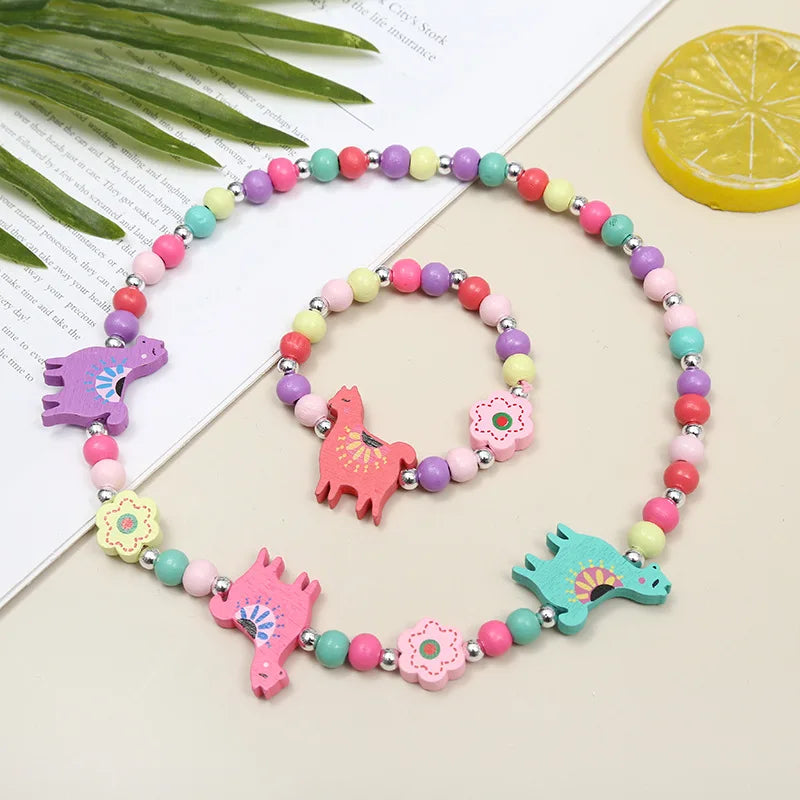 Cute Cartoon Pattern Necklace Bracelet Sets