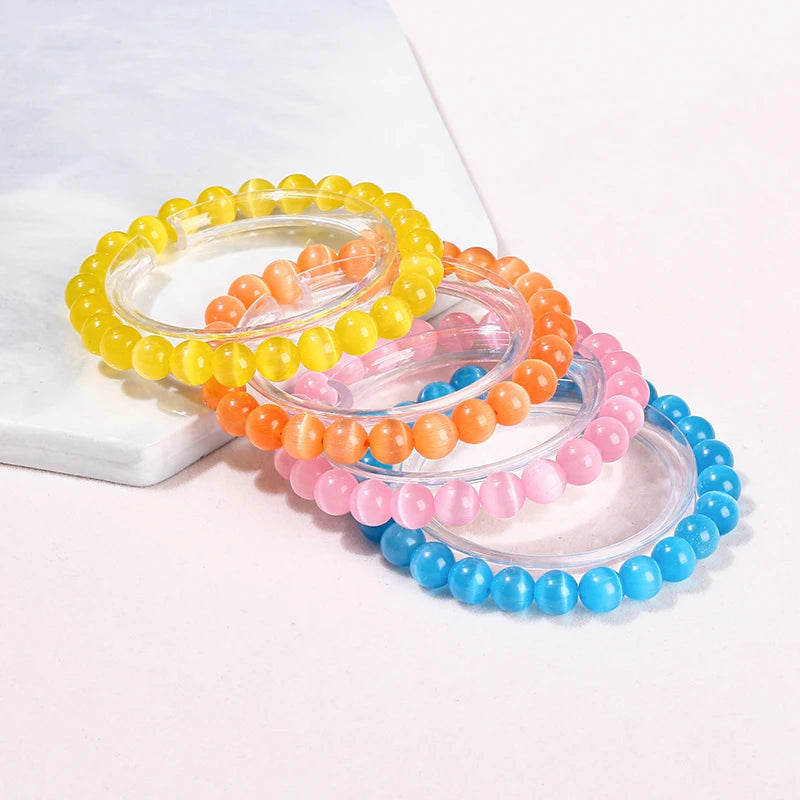Candied Color Series Natural Cat Eyes Stone Bead Bracelets