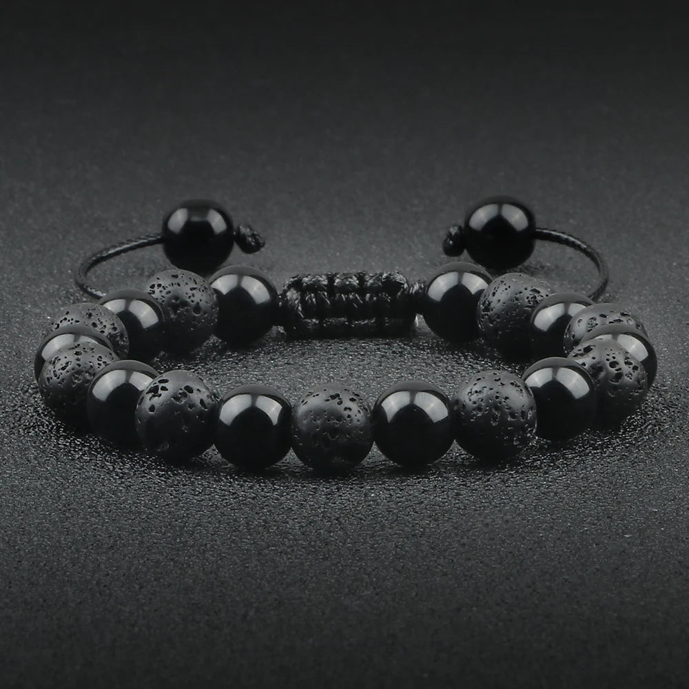 Blended Tiger Eye & Black Onyx Stone Charm Bracelets