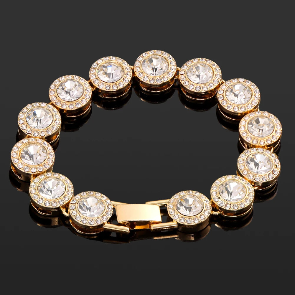 South Beach Miami Iced Out Cuban Link Bracelet 4Pcs Setss