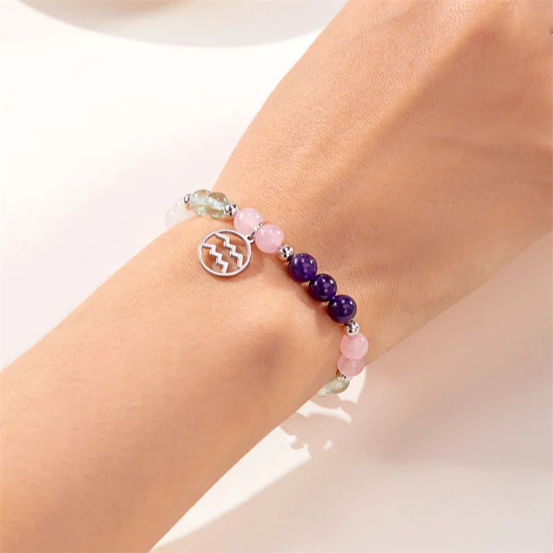 Colorful 12 Constellation Natural Stone Beaded Bracelets