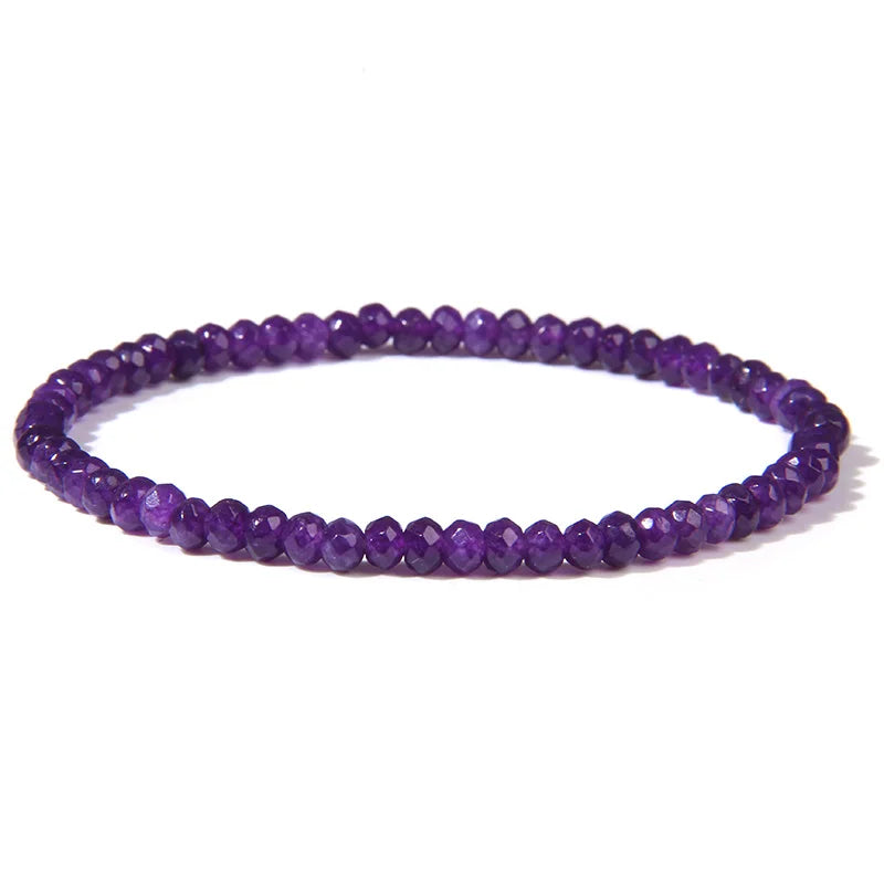 Colorful Faceted Natural Gem Stone Bead Bracelet