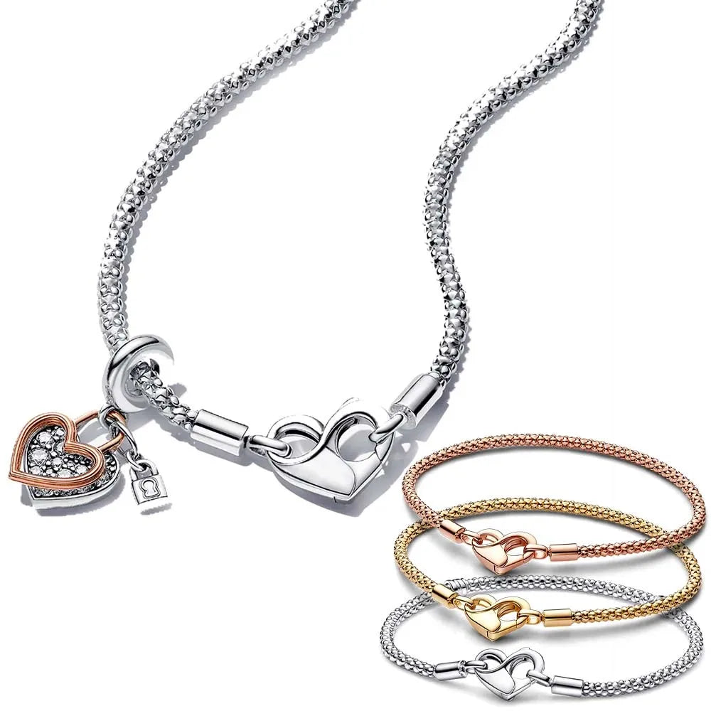 Exquisite Unlimited Love Heart Studded Charm Necklace & Bracelet