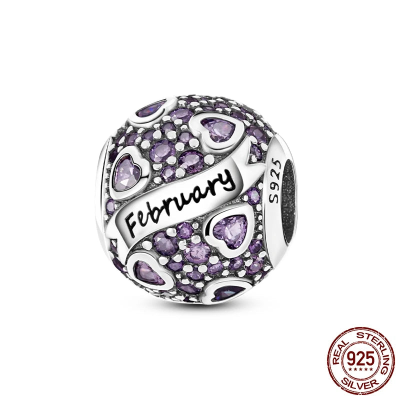 Zodiac Constellation Months Round Birthstone Charm Beads