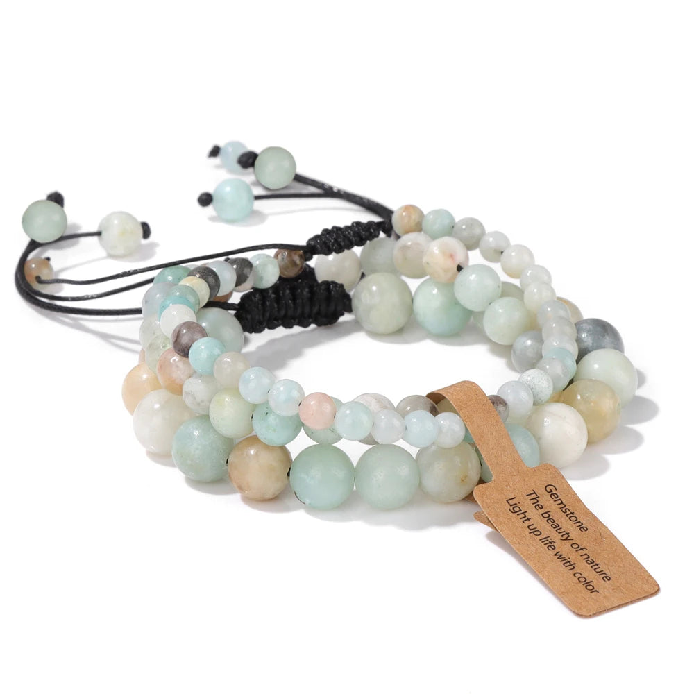 Universal Natural Stone Healing Mixed Size Beaded Bracelets