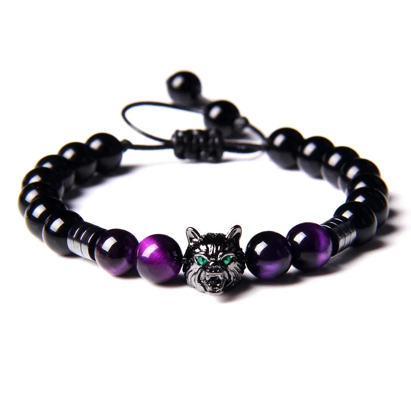 Alpha Wolf Head Charm Protection Diffuser Bracelet