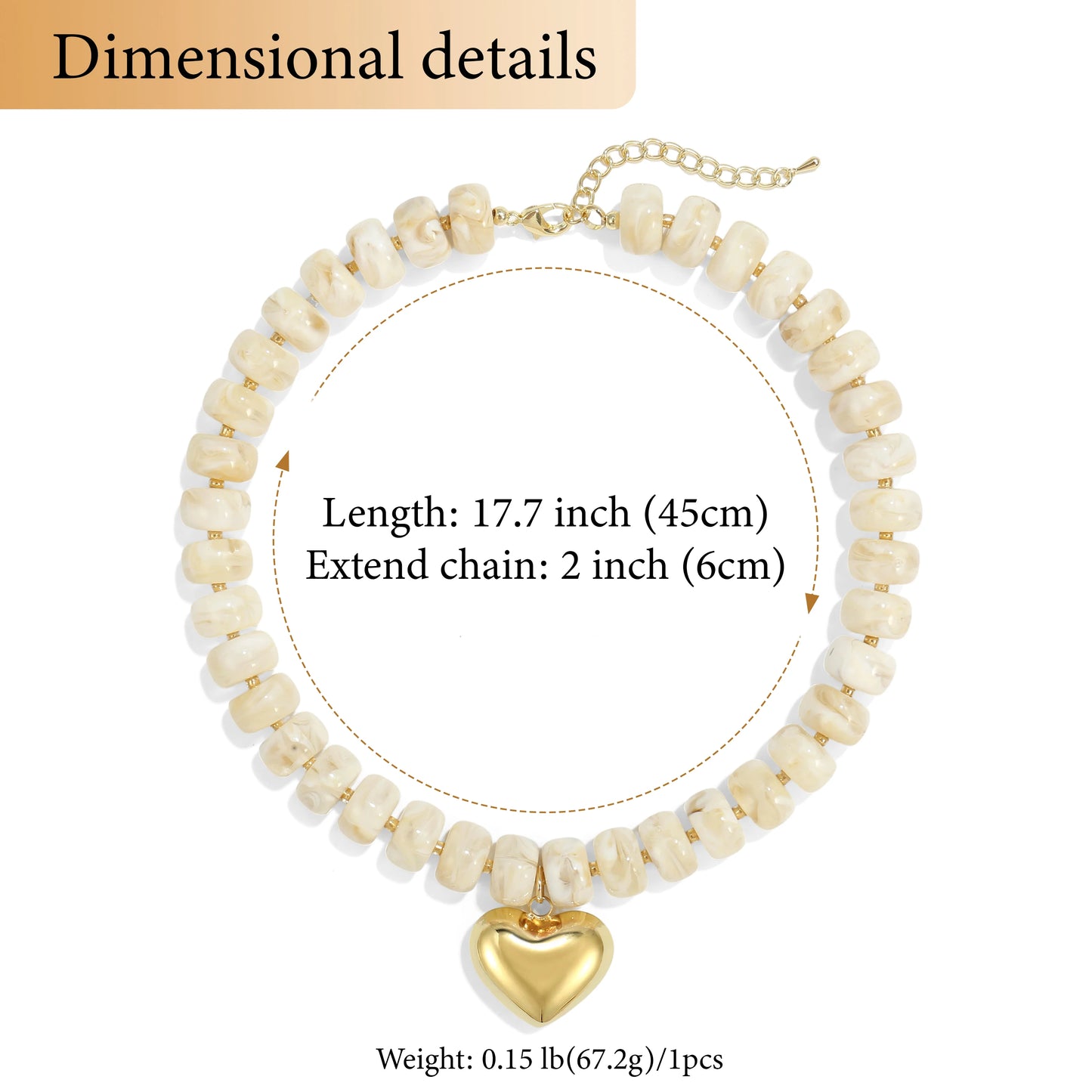 Colorful Crystal Beaded Choker Necklace 14K Gold Plated Heart Pendant