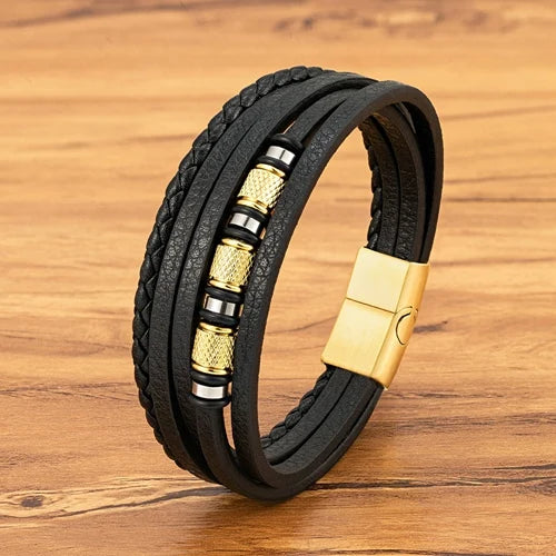Magnetic Snap Charm Leather Bracelets