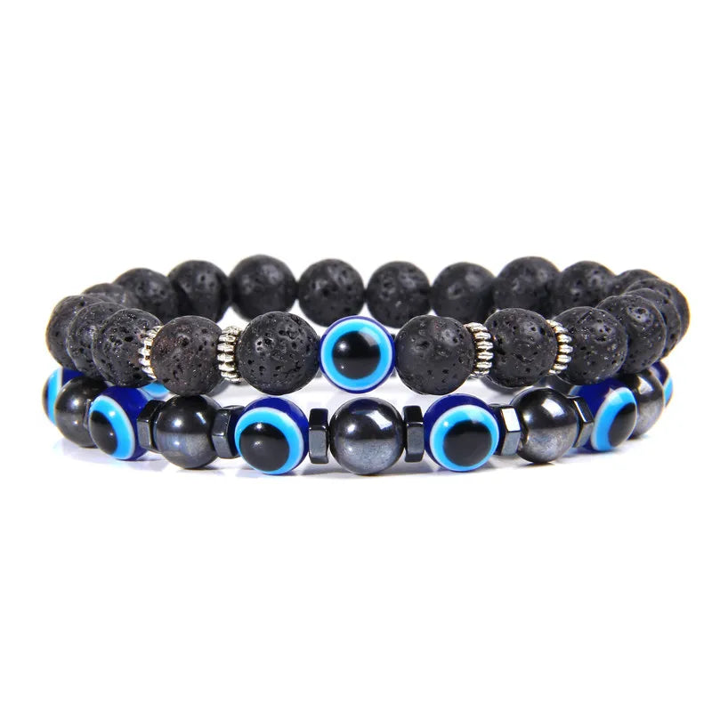 Lucky Blue Evil Eye Beads Bracelet Set