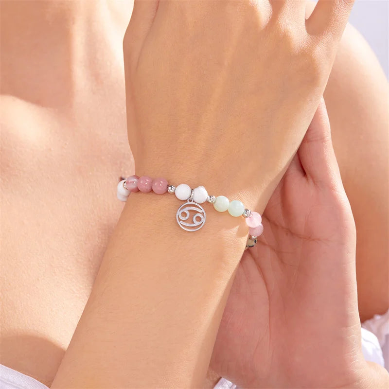 Colorful 12 Constellation Natural Stone Beaded Bracelets