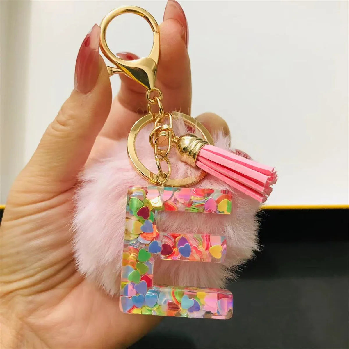 Pretty Pink Initials Alphabet Keychain Pendant