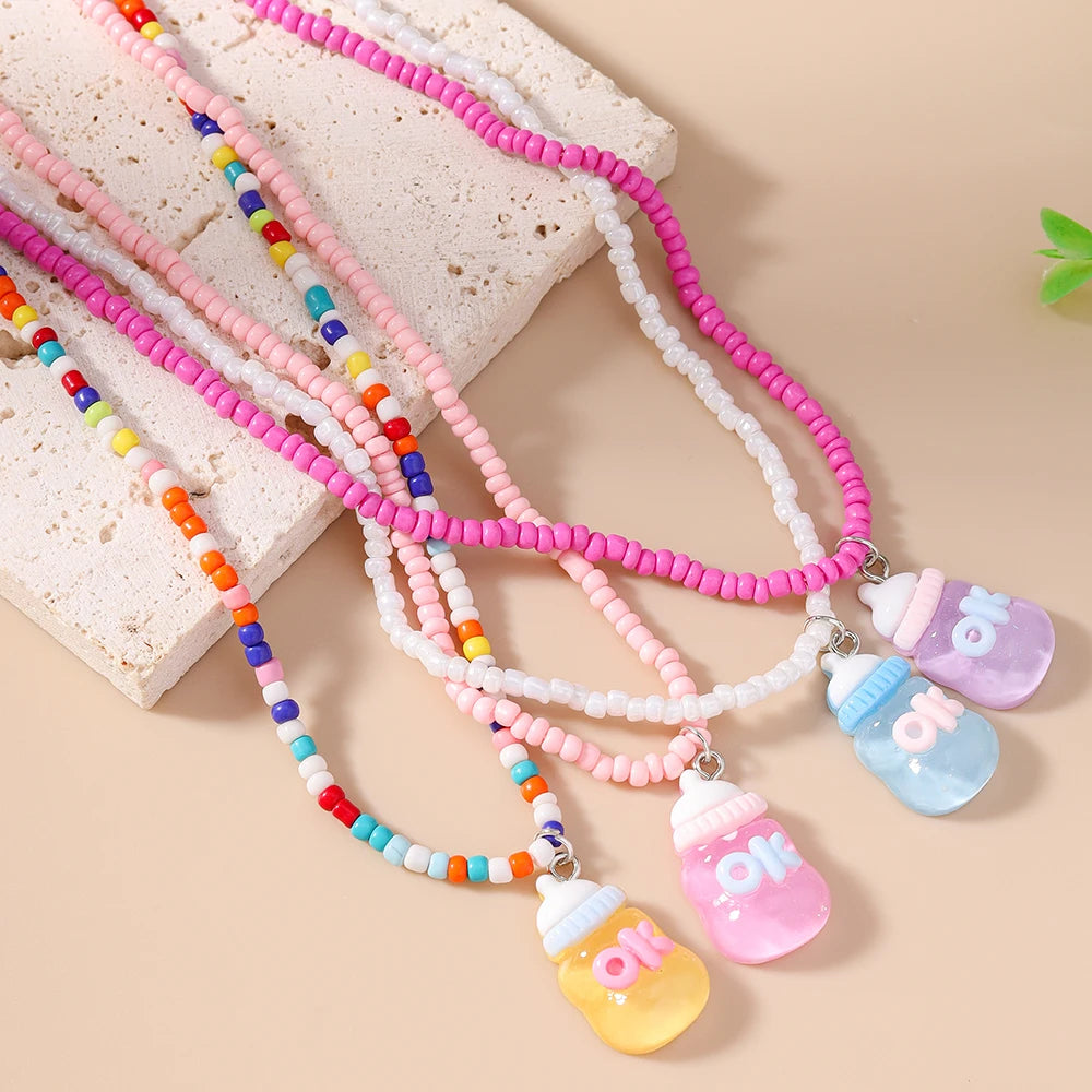 Colorful Daisy Flower Pendant Necklace Sets